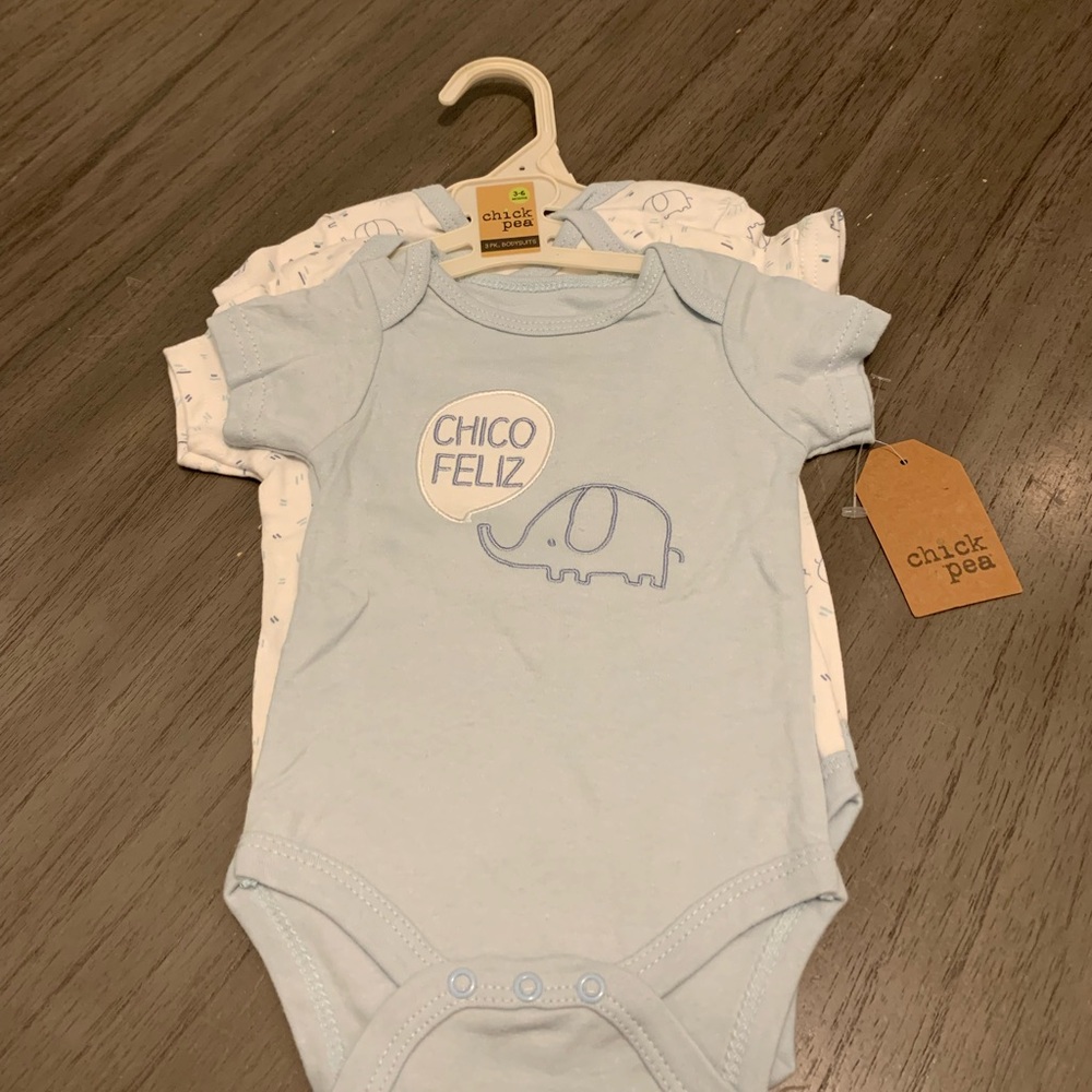 Chick Pea Light Blue Bodysuit - Happy Elephant Design